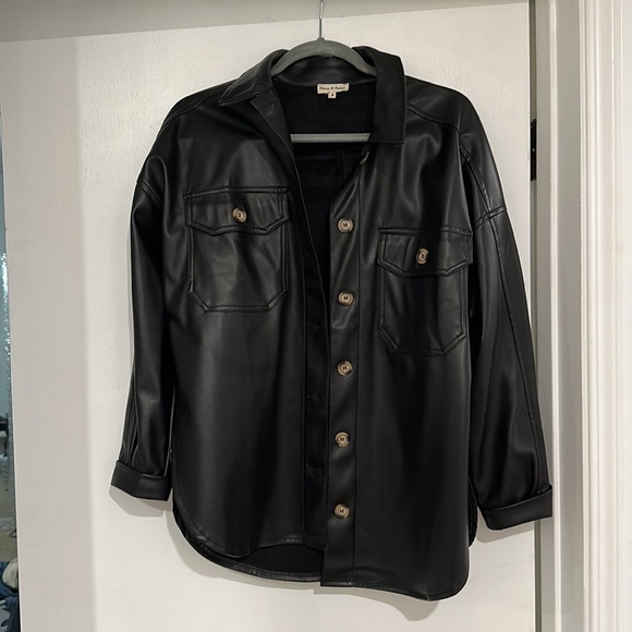 Oversized Aaron & Amber faux leather shacket - Picture 1 of 5